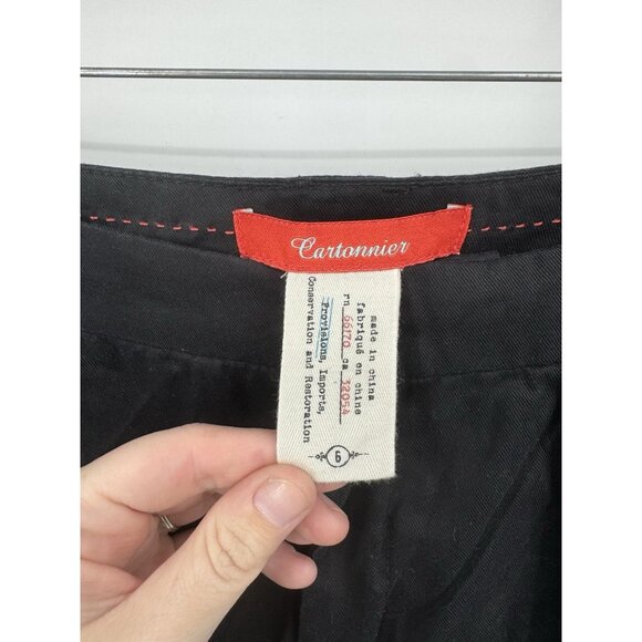 Cartonnier Anthropologie Shorts Tencel Cotton Women 6 Black Preppy Minimalist - Picture 3 of 7